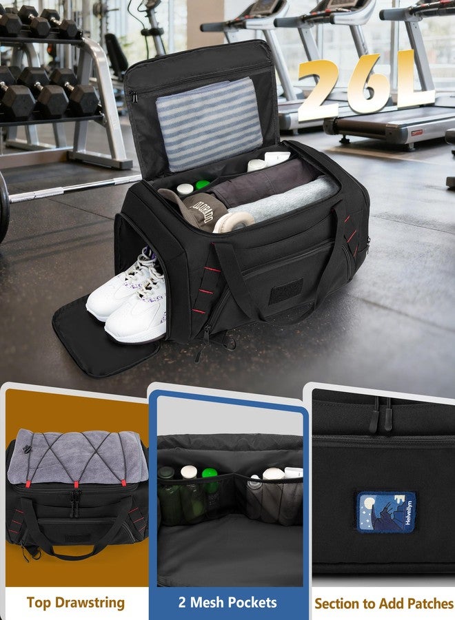 Smasrob 26L Gym Duffle Bag with Backpack Straps, Shoe Compartment and Wet Pocket, Small Duffle Bag for Travel and Sports, Black - Image 2